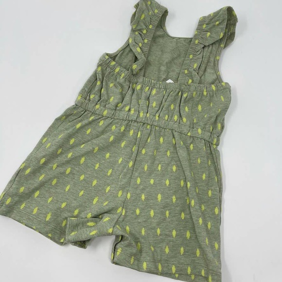 Focus Kids Girls Green Ruffle Shoulder Shorts Snap Closure Romper 24 Months - Picture 7 of 8